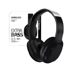 Auriculares HiFi Estéreo Inalámbricos E 60BT con Micrófono y Control de Volumen Negro Auriculares HiFi Estéreo Inalámbricos E 60BT con Micrófono y Control de Volumen Negro